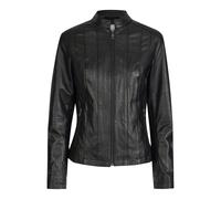 Lederjacke BUGATTI "BULady-106", Damen, Gr. 42, schwarz, Obermaterial: 100% Lammleder LEL. Futter: 100% Polyester PES. 100% Polyester PES., uni, modern fit, Rundhals, Jacken, mit Ziernähten (53055962-