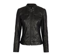 Lederjacke BUGATTI "BULady-110", Damen, Gr. 42, schwarz, Obermaterial: 100% Lammleder LEL. Futter: 100% Polyester PES., Rundhals, Jacken, aus weichem Leder (93423107-42) schwarz