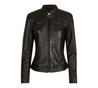 Lederjacke BUGATTI "BULady-112", Damen, Gr. 44, schwarz, Obermaterial: 100% Lammleder LEL. Futter: 100% Polyester PES., uni, modern fit, Rundhals, Jacken, mit Stehkragen (55859317-44) schwarz