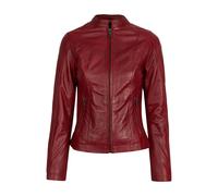 Lederjacke BUGATTI "BULady-114", Damen, Gr. 42, rot, Obermaterial: 100% Lammleder LEL. Futter: 100% Polyester PES. 100% Polyester PES., uni, modern fit, Rundhals, Jacken, aus weichem Leder (98541869-4