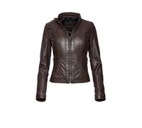 Lederjacke BUGATTI "BULady-121", Damen, Gr. 44, braun (d braun), Obermaterial: 100% Lammleder LEL. Futter: 100% Polyester PES., uni, modern fit, Rundhals, Jacken, aus hochwertigem Leder (92232249-44)