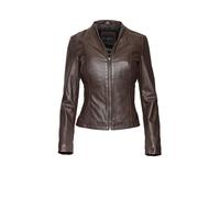Lederjacke BUGATTI "BULady-124", Damen, Gr. 44, braun (d braun), Obermaterial: 100% Lammleder LEL. Futter: 100% Polyester PES., uni, modern fit, Rundhals, Jacken, aus weichem Leder (37975161-44) d bra
