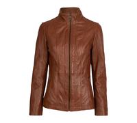Lederjacke BUGATTI "BULady-141", Damen, Gr. 36, braun (cognac), Obermaterial: 100% Lammleder LEL. Futter: 100% Polyester PES. 100% Polyester PES., uni, modern fit, Rundhals, Jacken, mit feinen Ziernäh