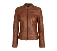 Lederjacke BUGATTI "BULady-142", Damen, Gr. 46, braun (cognac), Obermaterial: 100% Lammleder LEL. Futter: 100% Polyester PES. 100% Polyester PES., uni, modern fit, Rundhals, Jacken, mit Stehkragen (34