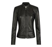 Lederjacke BUGATTI "BULady-145", Damen, Gr. 44, schwarz, Obermaterial: 100% Lammleder LEL. Futter: 100% Polyester PES. 100% Polyester PES., uni, modern fit, Rundhals, Jacken, mit Schultersteppung (389
