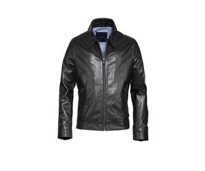 Lederjacke BUGATTI "BULUCIANO", Herren, Gr. 60, schwarz, Obermaterial: 100% Lammleder LEL., regular fit, V-Ausschnitt, Jacken, bequeme Passform (15897911-60) schwarz