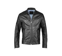 Lederjacke BUGATTI "BULUIGI", Herren, Gr. 58, schwarz, Obermaterial: 100% Lammleder LEL. Futter: 50% Baumwolle CO. 50% Polyester PES. 50% Baumwolle CO. 50% Polyester PES., uni, modern fit, Rundhals, J