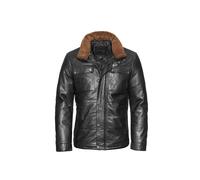 Lederjacke BUGATTI "BUMARCELLO", Herren, Gr. 54, schwarz, Obermaterial: 100% Lammleder LEL., uni, modern fit, Jacken, mit weichem Stehkragen (55243004-54) schwarz