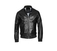Lederjacke BUGATTI "BUMAURO", Herren, Gr. 58, schwarz, Obermaterial: 100% Lammleder LEL., uni, modern fit, V-Ausschnitt, Jacken, aus weichem hochwertigen Leder (20822008-58) schwarz