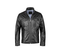 Lederjacke BUGATTI "BUNICOLO", Herren, Gr. 60, schwarz, Obermaterial: 100% Lammleder LEL., uni, regular fit, Jacken, mit Stehkragen und Reisverschlüssen (90087656-60) schwarz
