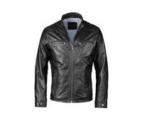 Lederjacke BUGATTI "BURICCARDO", Herren, Gr. 56, schwarz, Obermaterial: 100% Lammleder LEL. Futter: 50% Baumwolle CO. 50% Polyester PES. 50% Baumwolle CO. 50% Polyester PES., uni, modern fit, Rundhals