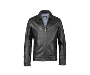 Lederjacke BUGATTI "BUROMEO", Herren, Gr. 48, schwarz, Obermaterial: 100% Lammleder LEL., uni, regular fit, Jacken, mit Druckknöpfen und Hemdkragen (99034857-48) schwarz