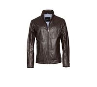 Lederjacke BUGATTI "BUTOTO", Herren, Gr. 60, braun (dunkelbraun), Obermaterial: 100% Lammleder LEL., uni, modern fit, V-Ausschnitt, Jacken, in Regular Fit (15278804-60) dunkelbraun