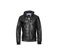 Lederjacke BUGATTI "BUVITO", Herren, Gr. 50, schwarz, Obermaterial: 100% Lammleder LEL., uni, regular fit, V-Ausschnitt, Jacken, aus hochwertigem, robustem Echtleder, mit Kapuze (22638948-50) schwarz
