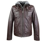 Lederjacke Herren Hoody Hektor mit abtrennbarer Kapuze - Premium Büffel Leder (Echtleder)