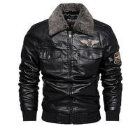 Lederjacke Herren Schwarz Slim Fit Bomberjacke mit Kragen Sweatjacke Herren Mantel Herren Leichte Warm Übergangsjacke Sportjacke mit ReißVerschluss Langarm Schlichte Jacken für Männer Collegejacke
