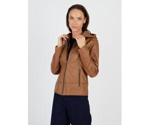 Lederjacke JCC "31020359", Damen, Gr. XXL, braun (cognac), Obermaterial: 100% Leder Lamm; Kapuze: 100% Baumwolle; Lining: 100% Polyester, Jacken (64611112-XXL) cognac