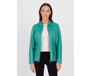 Lederjacke JCC "3102222", Damen, Gr. 40, blau (deep turquoise), Obermaterial: 100% Lammleder; Innenfutter: 100% Polyester, mit Knopf,Ärmel mit Ärmelschlitz, Jacken (15076646-40) deep turquoise