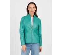 Lederjacke JCC "3102225", Damen, Gr. 38, blau (deep turquoise), Obermaterial: 100% Lammleder. Innenfutter: 100% Polyester, mit Knopf,Ärmel mit Ärmelschlitz, Jacken (56165617-38) deep turquoise