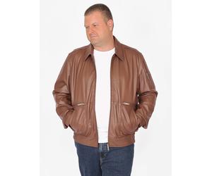 Lederjacke JCC "3102229", Herren, Gr. 58, braun (cognac), Oberstoff: 100% Leder; Innenfutter oben: 100% Polyester; Innenfutter unten: 100% Baumwolle; Ärmelfutter: 100% Polyester, Jacken (46639010-58) 