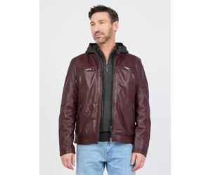 Lederjacke JCC "3102234", Herren, Gr. 58, rot (bordeaux), Obermaterial: 100% Lammleder. Innenfutter oben: 100% Polyester. Innenfutter unten: 100% Baumwolle. Ärmelfutter: 100% Polyester. Kapuzeneinsatz