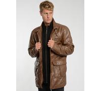 Lederjacke JCC "3102236", Herren, Gr. 50, braun (schwarz braun), Obermaterial: 100% Lammleder. Innenfutter oben: 100% Polyester. Innenfutter unten: 100% Baumwolle. Ärmelfutter: 100% Polyester. Wattier