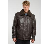 Lederjacke JCC "3102238", Herren, Gr. 54, braun (schwarz braun), Obermaterial: 100% Lammleder; Innenfutter oben: 100% Polyester; Innenfutter unten: 100% Baumwolle; Ärmelfutter: 100% Polyester; Wattier