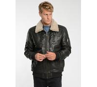 Lederjacke JCC "3102245", Herren, Gr. 54, schwarz (vintage schwarz), Oberstoff: 100% Schafsleder; Innenfutter oben: 100% Polyester; Innenfutter unten: 100% Baumwolle; Ärmelfutter: 100% Polyester, Jack
