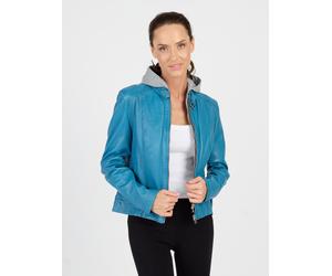 Lederjacke JCC "31024030", Damen, Gr. 36, blau, Obermaterial: 100% Lammleder. Futter: 70% Baumwolle, 30% Polyester, Jacken (43335124-36) blau