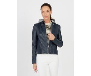Lederjacke JCC "31024030", Damen, Gr. 46, blau (navy), Obermaterial: 100% Lammleder; Futter: 70% Baumwolle, 30% Polyester, Jacken (59030861-46) navy