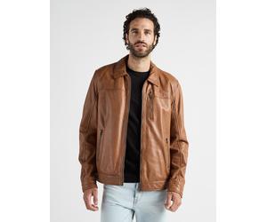 Lederjacke JCC "31024032", Herren, Gr. L, braun (cognac), Obermaterial: 100% Lammleder; Innenfutter: 100% Baumwolle; Ärmelfutter: 100% Polyester, mit Knopf, Jacken (52361847-L) cognac