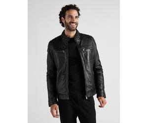 Lederjacke JCC "40700", Herren, Gr. 60, schwarz, Obermaterial: 100% Lammnappa. Futter: 55% Baumwolle, 45% Polyester. Ärmelfutter: 100% Polyester. Strick: 84% Baumwolle, 14% Polyester, 2% Elasthan, Jac