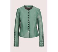 Lederjacke MADELEINE "Lederjacke Kurze Lederjacke aus Lammnappa", Damen, Gr. 44, grün (hellsalbeigrün), Obermaterial: 100% Lammnappaleder LANA., Jacken (16820319-44) hellsalbeigrün