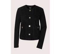 Lederjacke MADELEINE "Lederjacke Kurzjacke mit Schmuckknöpfen", Damen, Gr. 38, schwarz, Obermaterial: 100% Ziegenveloursleder GOVL., Modern, gerade, Jacken, Glänzende Schmuckknöpfe (50939405-38) schwa