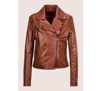 Lederjacke MADELEINE "Lederjacke Lederjacke im Biker-Style", Damen, Gr. 40, braun (nussbraun), Obermaterial: 100% Lammnappaleder LANA., Modern, normal, Jacken (87944852-40) nussbraun