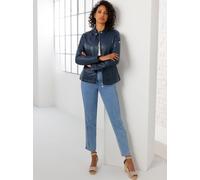 Lederjacke MAINPOL, Damen, Gr. 48, blau (dunkelblau), 100% Lammnappaleder, unifarben, Jacken (73960834-48) dunkelblau