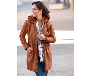 Lederjacke MAINPOL, Damen, Gr. 48, braun (cognac), 100% Lammnappaleder, Pelzimitat:100% Polyester, unifarben, Jacken (40961442-48) cognac