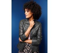 Lederjacke MAINPOL, Damen, Gr. 48, grau (anthrazit), 100% Lammnappaleder, unifarben, figurumspielend, Jacken (86664415-48) anthrazit