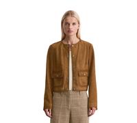 Lederjacke MARC O'POLO "aus softem Ziegen-Veloursleder", Damen, Gr. 36, umbra braun, Obermaterial: 100% Leder (Lamm); Futter: 100% Polyester, unifarben, regular fit, blind abgesteppte Kante, Jacken (8