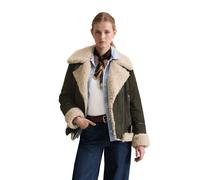 Lederjacke MARC O'POLO DENIM "mit Teddyplüsch", Damen, Gr. XS, pineneedle, Obermaterial: 100% Leder; Futter: 100% Polyester, unifarben, relaxed fit, Zierbündchen, Jacken (33173323-XS) pineneedle