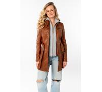 Lederjacke MAURITIUS "Bente OT 2", Damen, Gr. S (36), braun (cognac), Obermaterial: 100% Schafsleder. Futter: 100% Baumwolle. Kapuze: 55% Baumwolle, 45% Polyester. Ärmelfutter: 100% Polyester, unifarb