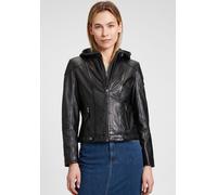 Lederjacke MAURITIUS "Cacey LEGV", Damen, Gr. L, schwarz, Obermaterial: 100% Schafsleder. Futter: 100% Baumwolle. Kapuze: 60% Baumwolle, 40% Polyester. Ärmelfutter: 100% Polyester, unifarben, regular