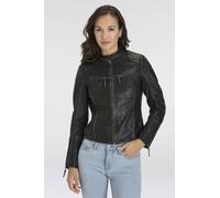 Lederjacke MAURITIUS "DETTE", Damen, Gr. L, schwarz, Obermaterial: 100% Schafsleder. Futter: 100% Baumwolle. Ärmelfutter: 100% Polyester, used, regular fit, hoch geschlossener Ausschnitt, eingesetzt e