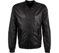 Lederjacke MAURITIUS "G2MAlaric LF", Herren, Gr. S, schwarz, Obermaterial: 100% Schafsleder, unifarben, loose fit kurz, eingesetzt angesetztes Bündchen mit Gummizug, Jacken Lederjacke, mit Pattentasch