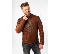 Lederjacke MAURITIUS "MMKendrik", Herren, Gr. 3XL, whiskey, Obermaterial: 100% Schafsleder. Futter: 100% Baumwolle. Ärmelfutter: 100% Polyester, regular fit normal, Jacken Lederjacke, mit Patches, Ste