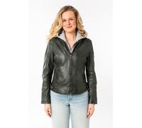 Lederjacke MAURITIUS "MWAleni", Damen, Gr. M, schwarz olive, Obermaterial: 100% Schafsleder. Futter: 100% Baumwolle. Kapuze: 55% Baumwolle, 45% Polyester. Ärmelfutter: 100% Polyester, unifarben, regul