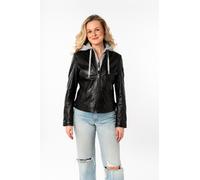 Lederjacke MAURITIUS "MWAleni", Damen, Gr. XXL, schwarz, Obermaterial: 100% Schafsleder. Futter: 100% Baumwolle. Kapuze: 55% Baumwolle, 45% Polyester. Ärmelfutter: 100% Polyester, unifarben, regular f
