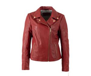 Lederjacke MAURITIUS "MWFylli", Damen, Gr. M, lipstick rot, Obermaterial: 100% Schafsleder. Futter: 100% Baumwolle. Ärmelfutter: 100% Polyester, unifarben, regular fit hüftlang, Jacken, mit Reverskrag
