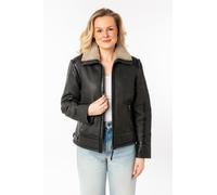 Lederjacke MAURITIUS "MWIske", Damen, Gr. L, anthrazit, Fellimitat: 100% Polyester. Obermaterial: 100% Schafsleder. Futter: 100% Baumwolle. Ärmelfutter: 100% Polyester, regular fit hüftbedeckend, abge