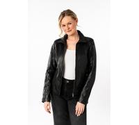 Lederjacke MAURITIUS "MWJolah", Damen, Gr. XXL, schwarz, Obermaterial: 100% Schafsleder. Futter: 100% Baumwolle. Ärmelfutter: 100% Polyester, unifarben, regular fit normal, mit Druckknopf,mit Reißvers